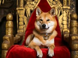 Regal Hund mit ein Regal Haltung im ein königlich Rahmen ai generativ foto