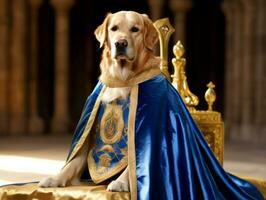 Regal Hund mit ein Regal Haltung im ein königlich Rahmen ai generativ foto