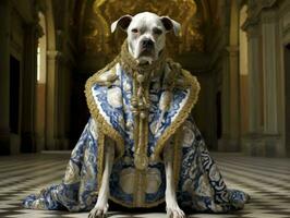 Regal Hund mit ein Regal Haltung im ein königlich Rahmen ai generativ foto