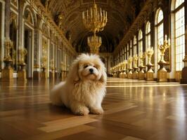 Regal Hund mit ein Regal Haltung im ein königlich Rahmen ai generativ foto