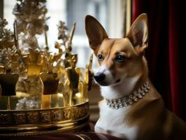 Regal Hund mit ein Regal Haltung im ein königlich Rahmen ai generativ foto