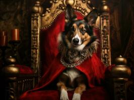 Regal Hund mit ein Regal Haltung im ein königlich Rahmen ai generativ foto