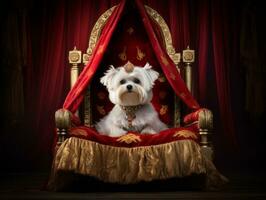 Regal Hund mit ein Regal Haltung im ein königlich Rahmen ai generativ foto