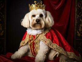 Regal Hund mit ein Regal Haltung im ein königlich Rahmen ai generativ foto