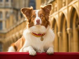 Regal Hund mit ein Regal Haltung im ein königlich Rahmen ai generativ foto