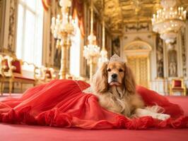 Regal Hund mit ein Regal Haltung im ein königlich Rahmen ai generativ foto