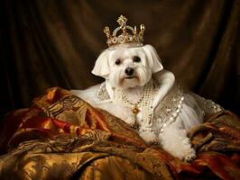 Regal Hund mit ein Regal Haltung im ein königlich Rahmen ai generativ foto