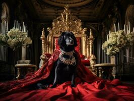 Regal Hund mit ein Regal Haltung im ein königlich Rahmen ai generativ foto