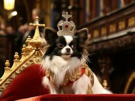 Regal Hund mit ein Regal Haltung im ein königlich Rahmen ai generativ foto