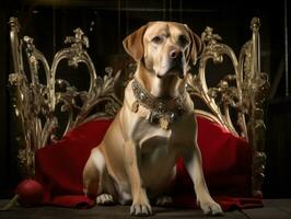 Regal Hund mit ein Regal Haltung im ein königlich Rahmen ai generativ foto