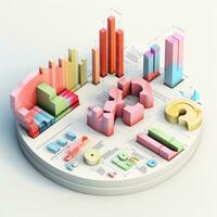 ai Generation 3d isometrisch Geschäft Statistiken, Kuchen Diagramm und Graph. finanziell und Investition Konzepte foto