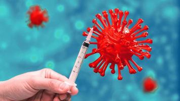 Influenzavirus in Blutgefäß mit Immunimpfstoff schließen foto