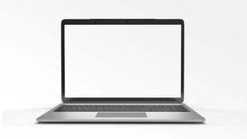 Laptopmodell auf weißem Hintergrund. Business- und Online-Technologie