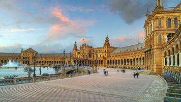 Panorama- Aussicht von Platz de espana im Sevilla, Spanien foto