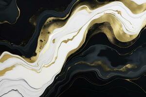 abstrakt Marmor Hintergrund Flüssigkeit Kunst Gemälde Alkohol Tinte Stil mit ein mischen von Schwarz, Weiß und Gold Farben foto
