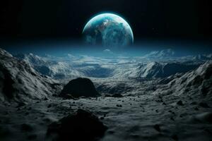 Blau Erde Mond Oberfläche Wissenschaft. generieren ai foto