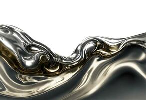 Flüssigkeit Metall isoliert auf Weiß. Chrom metallisch Flüssigkeit Schnitt aus. generativ ai foto
