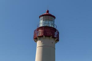 diese ist Kap kann Punkt Leuchtturm im Neu Jersey. ich Liebe das Weiß aussehen von es ist Turm und das rot oben zu es Das steht aus von damit viele. diese Leuchtfeuer von hoffen hilft Menschen beim Meer zu navigieren. foto