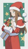 süß Teen Mädchen tragen Weihnachten Kostüm wie Santa Anime Stil foto