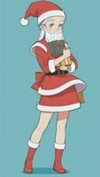 süß Teen Mädchen tragen Weihnachten Kostüm wie Santa Anime Stil foto