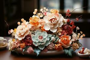 exquisit Drachen inspiriert Blumen- Mittelstücke zum ein wohlhabend Neu Jahr Feier foto