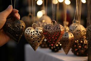 vielfältig Weihnachten Ornamente schmücken Markt Stände im Urlaub Einkaufen Raserei foto