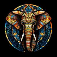 Aussicht von ein Gemälde hell befleckt Glas elefant Kreis Illustration Design foto
