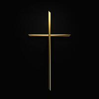 ai generativ minimalistisch golden Kreuz auf schwarz Hintergrund foto