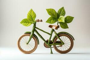 Fahrrad gemacht von Öko freundlich Materialien isoliert auf ein Weiß Hintergrund foto