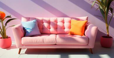 stilvoll modern Sofa, Pastell- hell Hintergrund - - ai generiert Bild foto