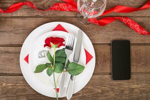 romantisch Abendessen Konzept. Valentinstag Tag oder Vorschlag Hintergrund. foto