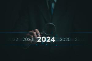 Trend von 2024 Ziel planen. Geschäft Verwaltung finanziell Planung und Strategie Investition Wachstum Konzept. foto