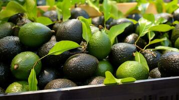 frisch gepflückt schwarz Sapote Obst von Garten platziert im das Boxen. generativ ai foto