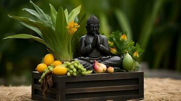 frisch gepflückt buddhas Hand Obst von Garten platziert im das Boxen. generativ ai foto