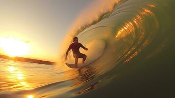 Surfer fangen Wellen. generativ ai foto