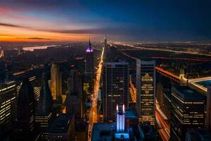 das Stadt Horizont beim Dämmerung im Neu York. KI-generiert foto