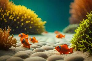 Foto Hintergrund Meer, Anemonen, Clown Fisch, Meer Anemonen, Meer Leben,. KI-generiert