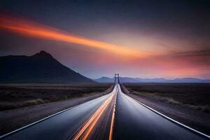 ein lange Exposition fotografieren von ein Autobahn mit ein lange Belichtung. KI-generiert foto