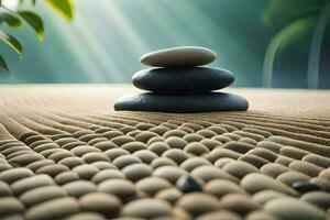 Zen Steine auf ein Zen Garten. KI-generiert foto
