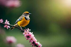 Foto Hintergrund das Vogel, Blumen, Frühling, das Sonne, das Vogel, das Vogel, Die. KI-generiert