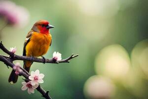 Foto Hintergrund das Vogel, Blumen, Frühling, Vogel, Vogel, Vogel, Vogel, Vogel,. KI-generiert