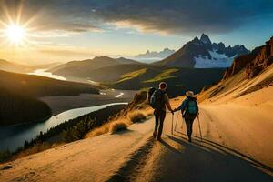 das Beste setzt zu Wanderung im Patagonien. KI-generiert foto