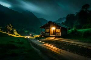 das Straße zu das Hütte. KI-generiert foto