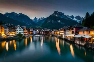 das schön Stadt, Dorf von altenmarkt im das Alpen. KI-generiert foto