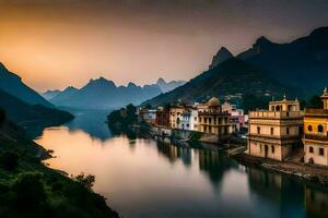 das schön Stadt von Rishikesh, Indien. KI-generiert foto