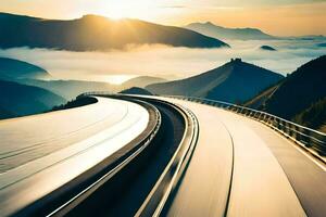 ein Autobahn mit ein Auto Fahren auf Es. KI-generiert foto