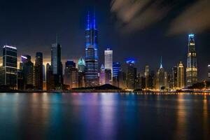 das Chicago Horizont beim Nacht. KI-generiert foto