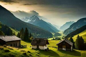 das Alpen, Schweiz, Person, Person, Person, Alpen, Alpen Landschaft. KI-generiert foto
