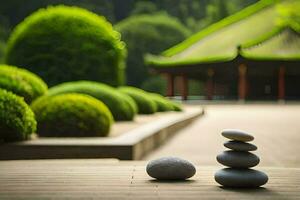 Zen Garten im das Park. KI-generiert foto