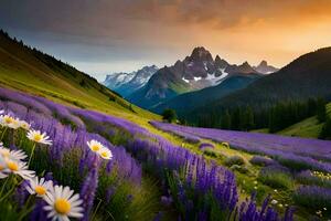 das Blumen von das Berge. KI-generiert foto